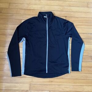 Alo Yoga CoolFit Mens Small Black Full Zip Track Jacket Mesh Vented Mock Neck